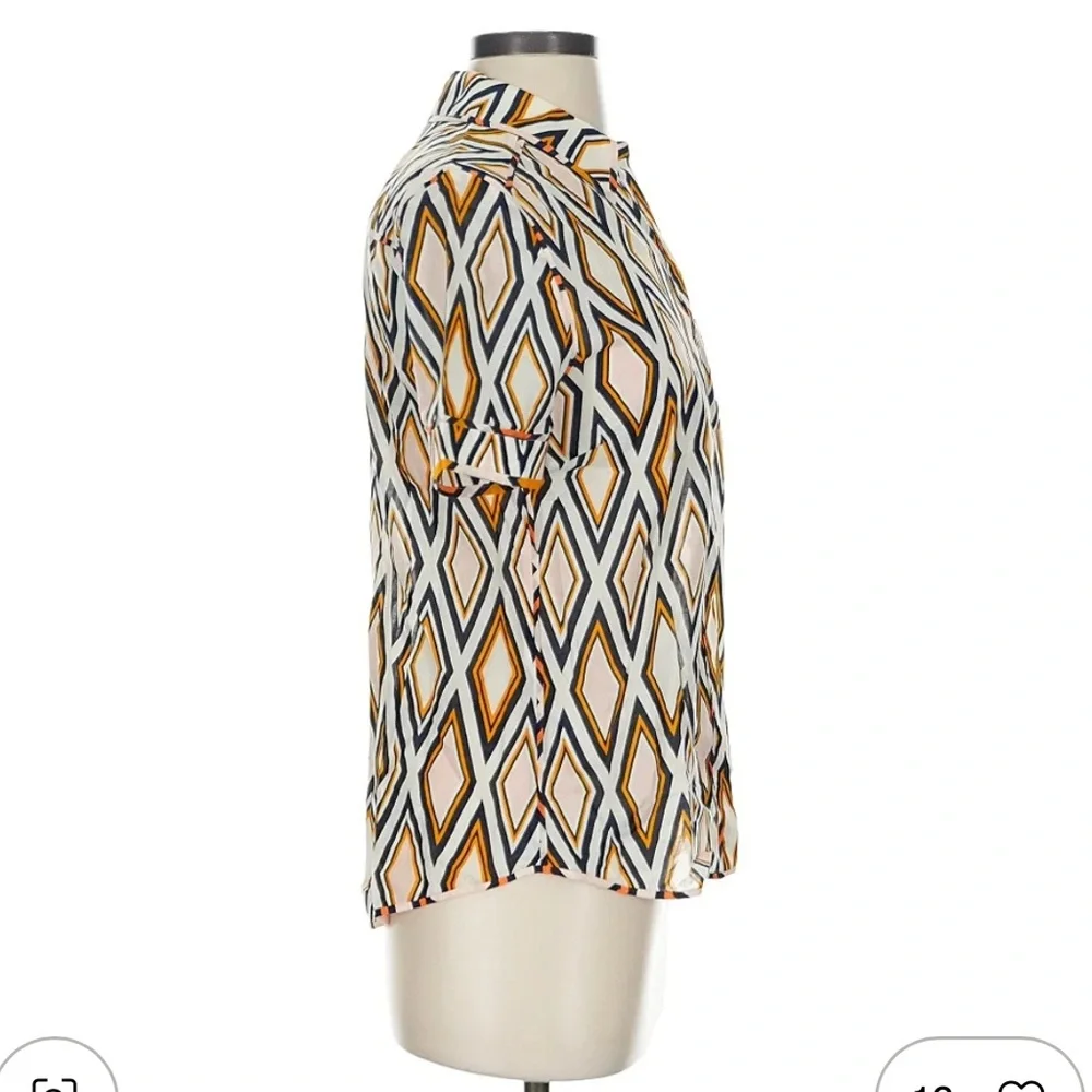 EUC Tory Burch Geometric Patterned‎ Button Down Top